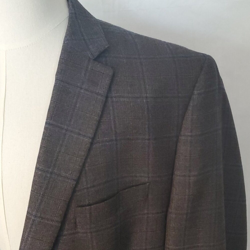 Ralph Ralph Lauren Suit Jacket Sport Coat Blazer 50L Blue Windowpane Wool - Picture 2 of 15